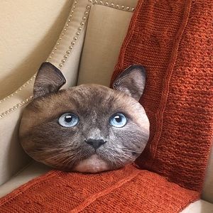 Siamese cat face pillow